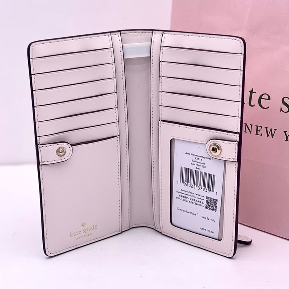 Kate Spade Rose Dana Large Slim Bifold Wallet - Picture 7 of 10